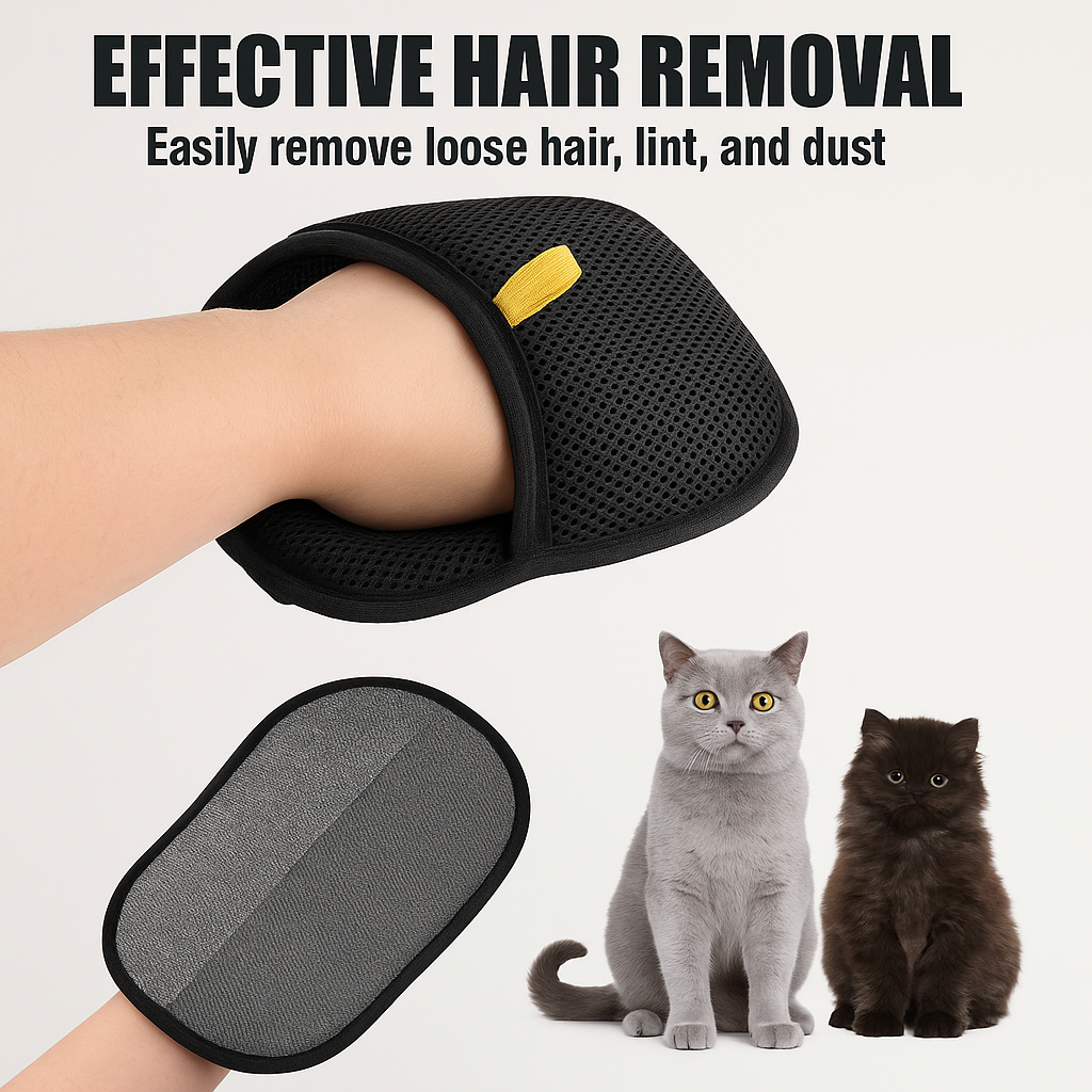 Pet Hair Removal Tool Reusable Static Removal Gloves, Double-Sided Grooming Gloves for Pets, Removes Pet Fur Hair for Carpets