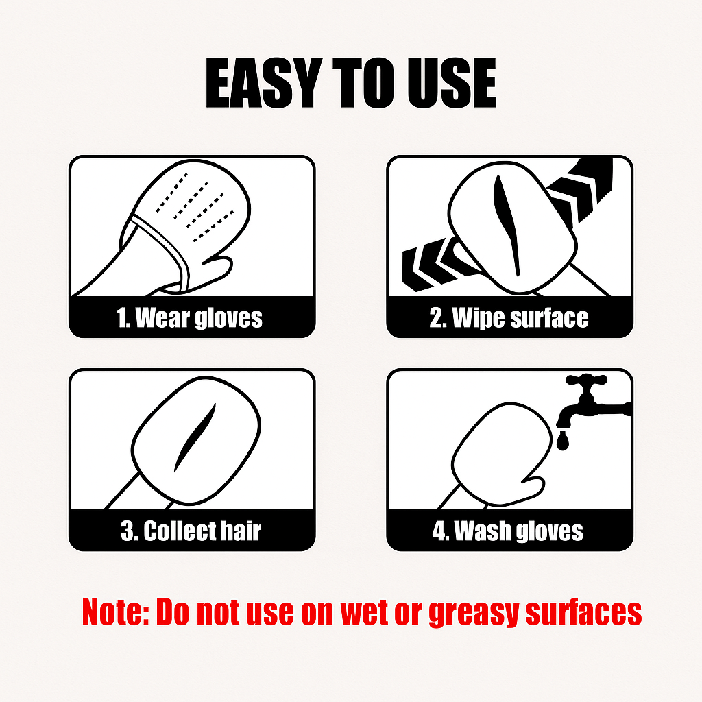 Pet Hair Removal Tool Reusable Static Removal Gloves, Double-Sided Grooming Gloves for Pets, Removes Pet Fur Hair for Carpets