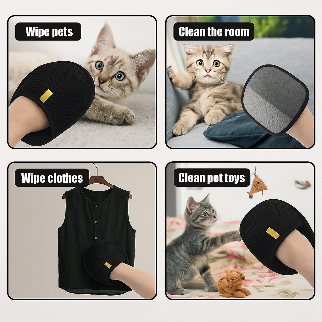 Pet Hair Removal Tool Reusable Static Removal Gloves, Double-Sided Grooming Gloves for Pets, Removes Pet Fur Hair for Carpets