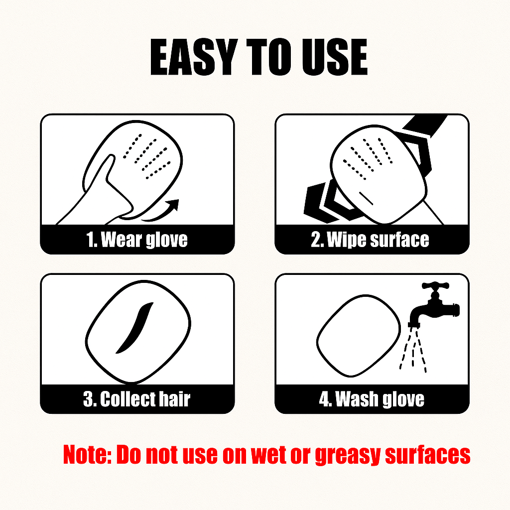 Pet Hair Removal Tool Reusable Static Removal Gloves, Double-Sided Grooming Gloves for Pets, Removes Pet Fur Hair for Carpets